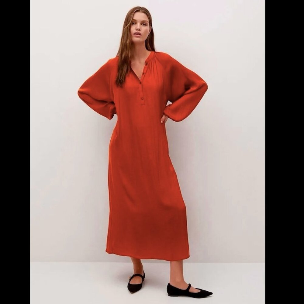 100% Cotton Maxi Dress with Embroidered Sleeves